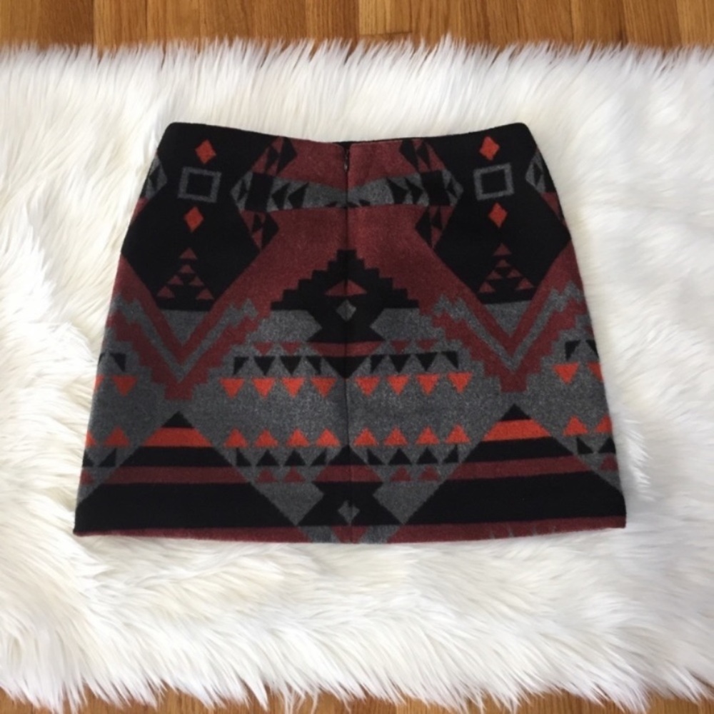 Gap Aztec Tribal Print Blanket A-Line Wool Mini Skirt. - Picture 3 of 8